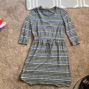 Striped long sleeve dress with tie string